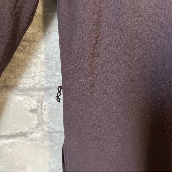 **FLAWED** Eileen Fisher 100% Silk Blouse Purple 'ish Gray Pullover Long Sleeve - Picture 4 of 9